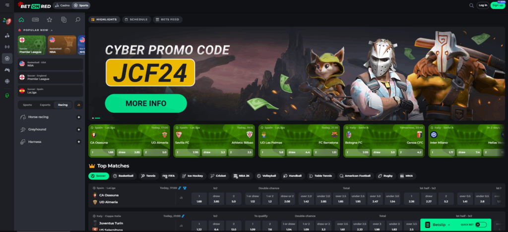 Почетна страница на сајтот на BetOnRed