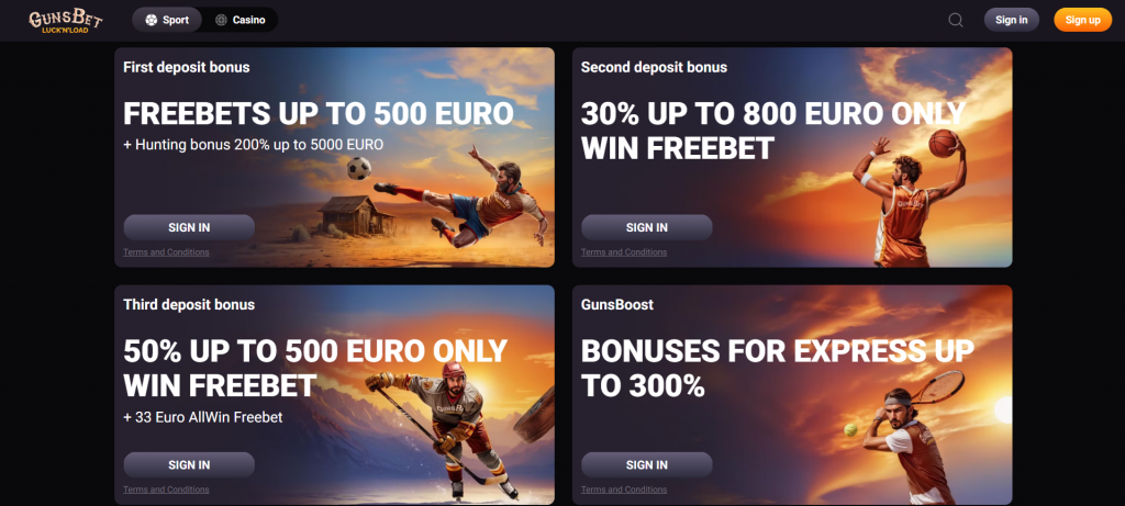 Gunsbet Bonuses