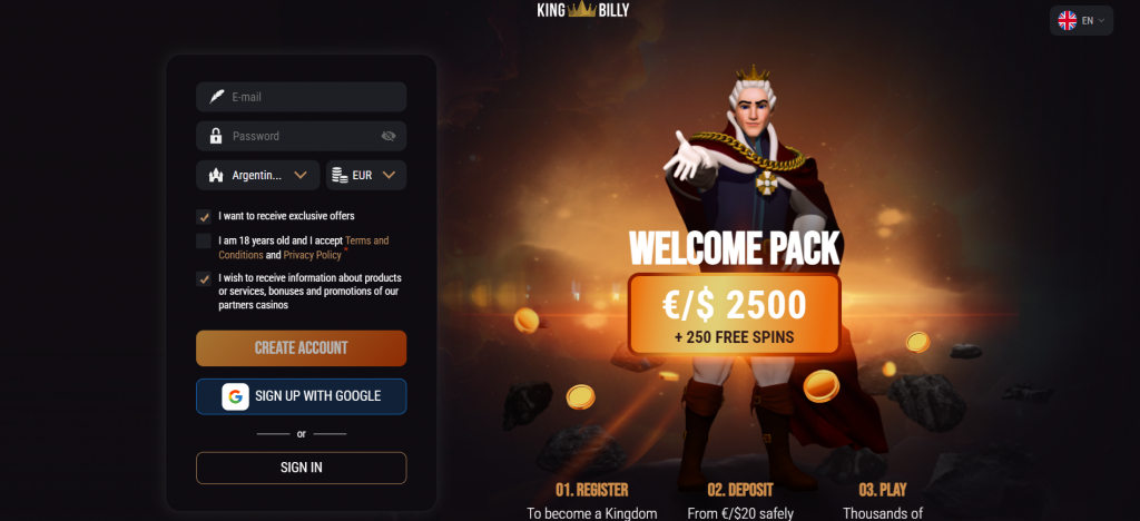 King Billy Welcome package
