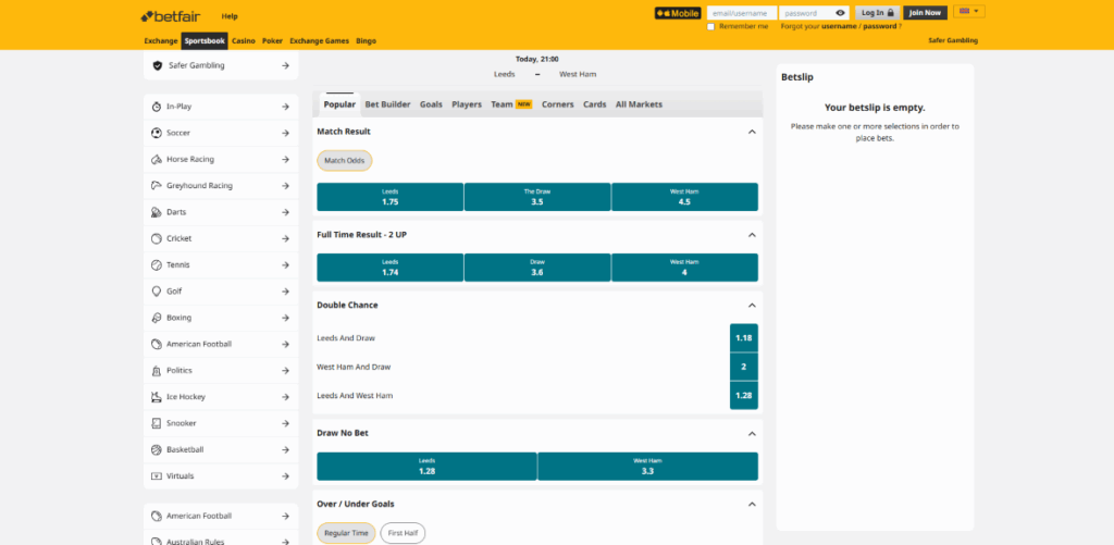 Опции за обложѕвање на Бетфеир обложувалница