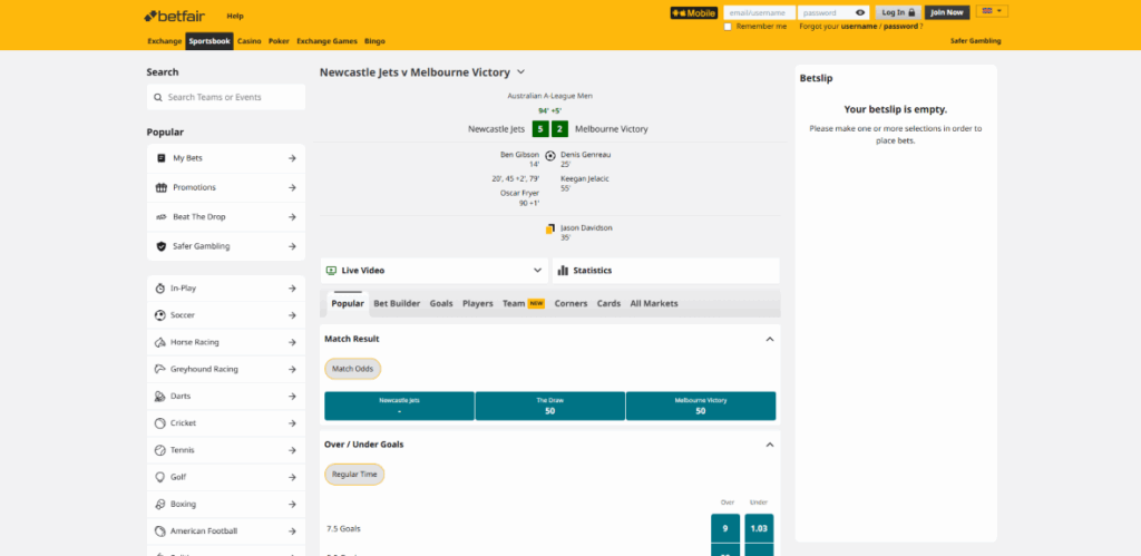 Понуда за обложување во живо на Betfair