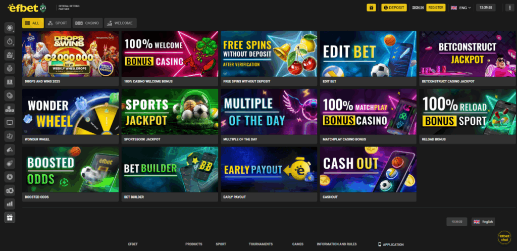 Листа на бонуси и промоции за обложување во Ефбет онлајн обложувалница