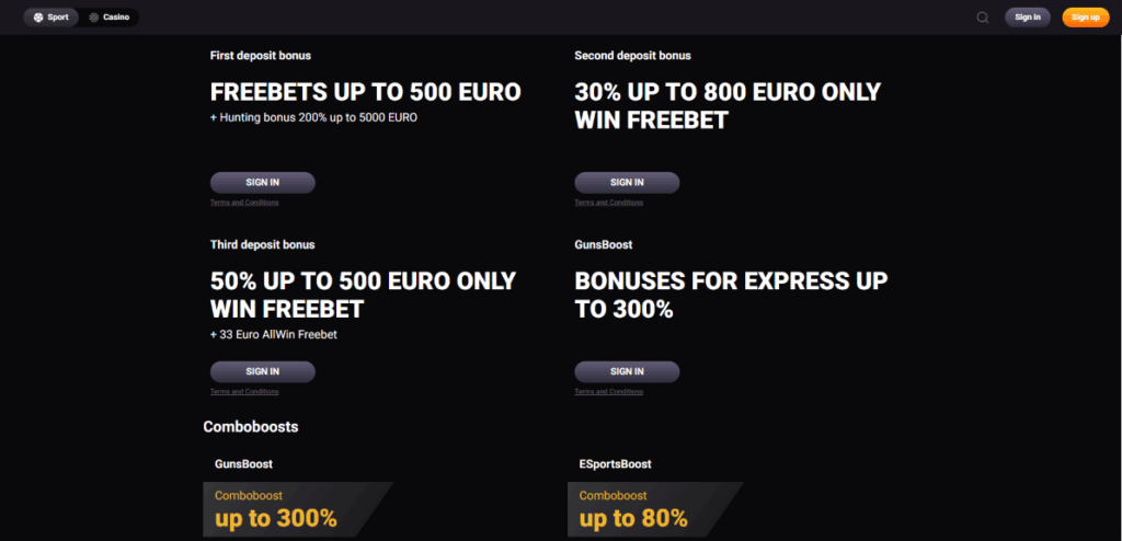 Бонуси и промоции достапни на Gunsbet онлајн обложувалница